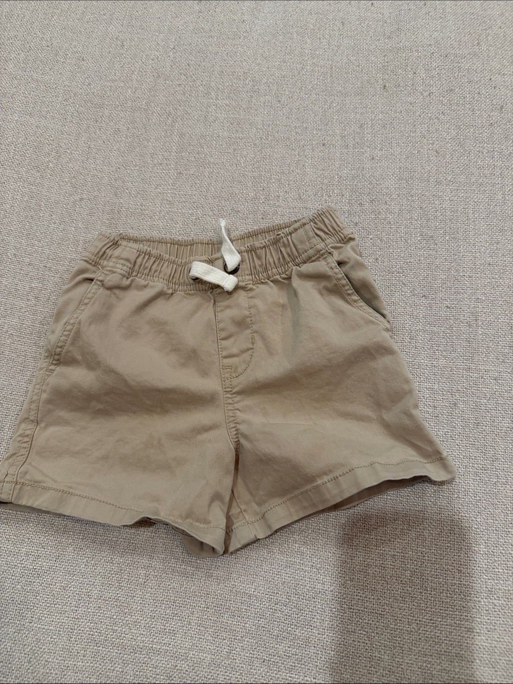 Primary kids drawstring khaki shorts 18-24 months